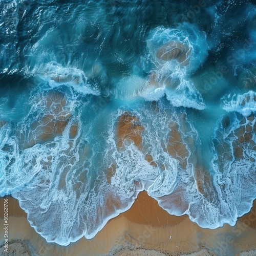 The object seen above the coastline is sparkling exotically from above, captured by a stunning drone camera, complete with the beauty of clear sea water and coral rocks