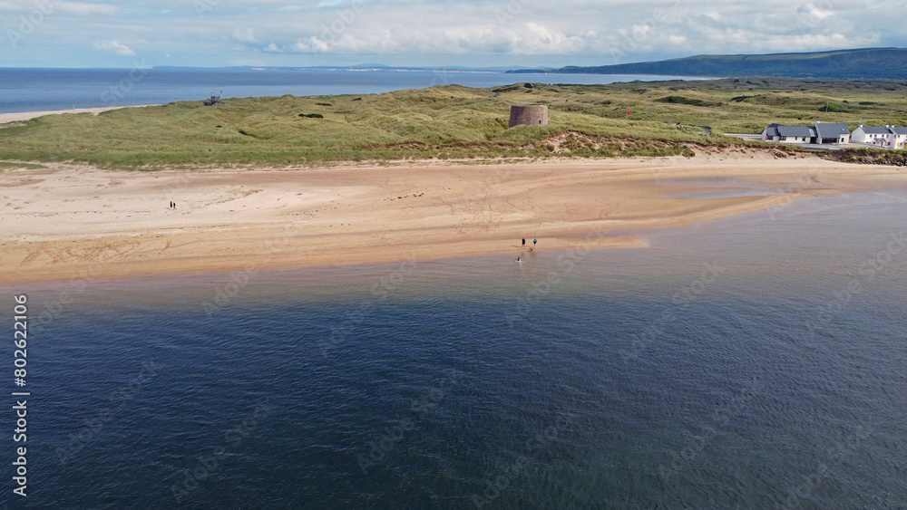 Aerial view of Magilligan Beach Co Derry Northern Ireland