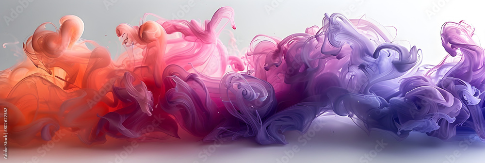 Violet and magenta watercolor swirl stain on transparent background.