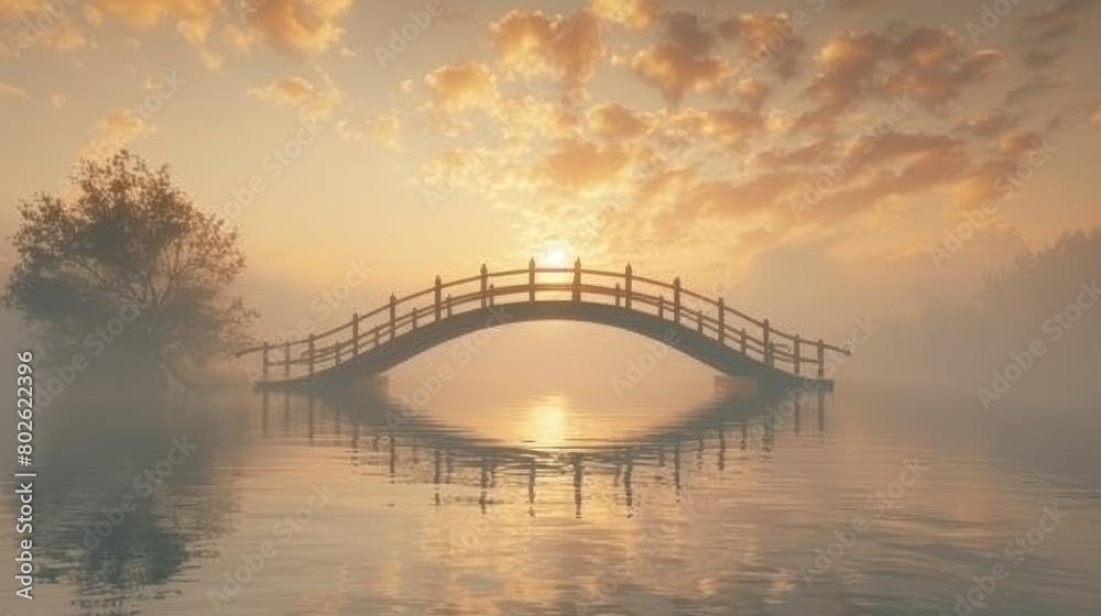 Fototapeta premium Visualize a bridge over calm waters
