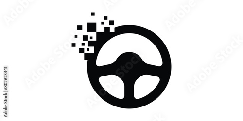 digital driver logo design, technology, pixel, logo design template icon, symbol, vector.