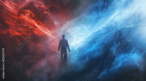 Red and Blue isolation background, Illustration