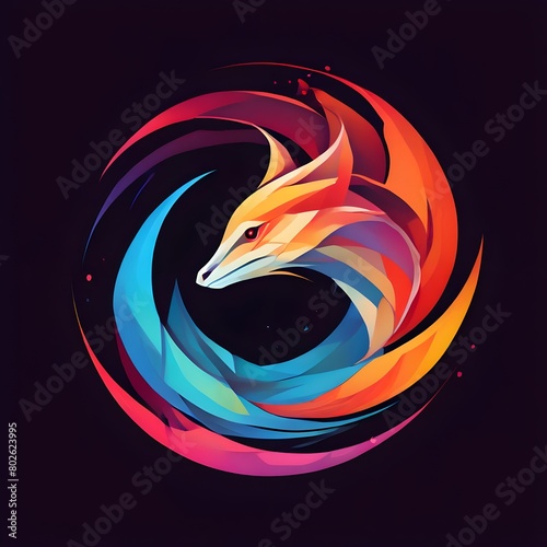 abstract background with fire Viverridae beautiful colorful logo design  photo