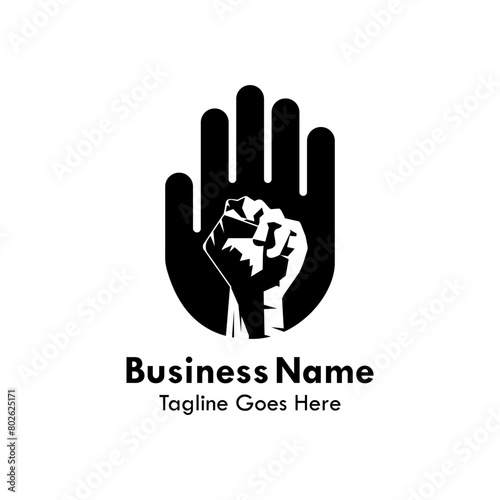 Power hands design logo template illustration