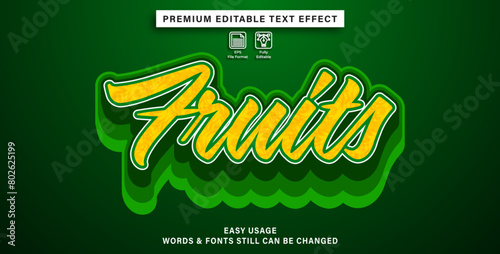 editable text effect style fruits