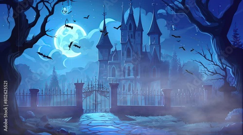 Wallpaper Mural Mysterious Castle Gate and Fence in Misty Bat Night Landscape
Seamless looping 4k time-lapse virtual video animation background. Generated AI Torontodigital.ca