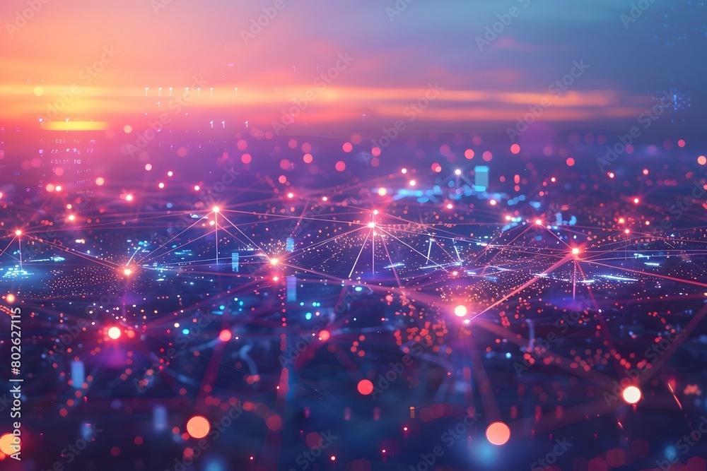 Obraz premium Wireless Network and Connectivity Concept: Digital communication theme with abstract elements symbolizing global interconnectivity.