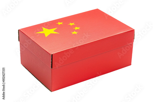 Box with china flag printed, isolated PNG, white background