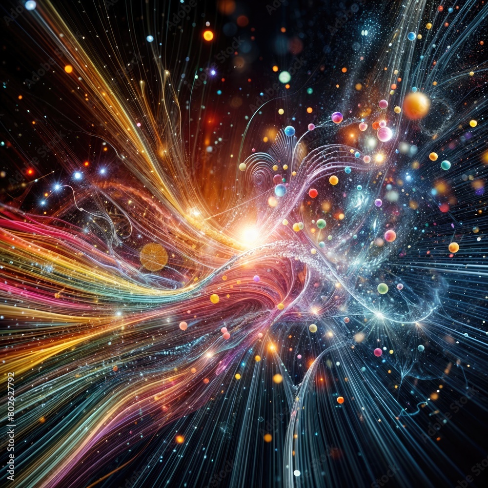 Naklejka premium Vibrant abstract burst on a dark backdrop