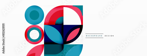 An electric blue and magenta geometric art design on a white background, featuring circles, squares, rectangles, and triangles in a symmetrical pattern with tints and shades Free Download An electric blue and magenta geometric art design on a white background, featuring circles, squares, rectangles, and triangles in a symmetrical pattern with tints and shades - GFXLoad