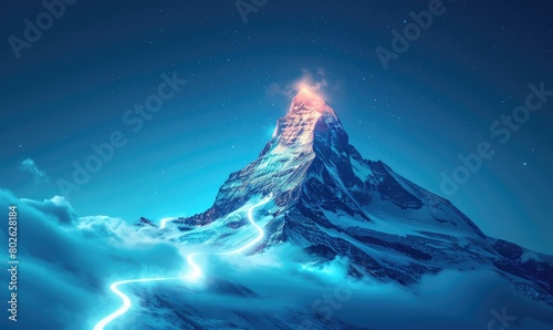 The Matterhorn is a mountain in the Pennine Alps on the border between Switzerland and Italy. photo