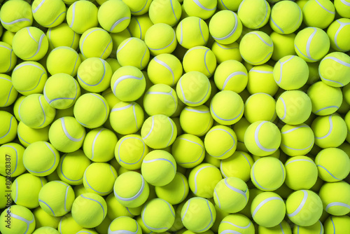 Lots of vibrant tennis balls, pattern of new tennis balls for background © Nyetock