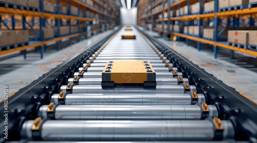 Streamlined Logistics Network Showcasing Efficient Conveyor Belt System and Shipping Processes