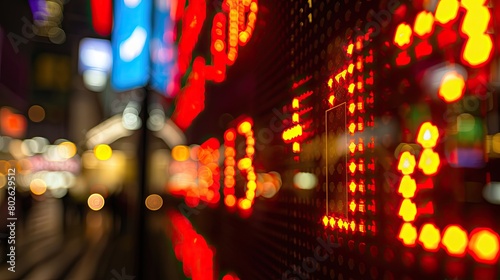 The image shows a stock market with red and green numbers.