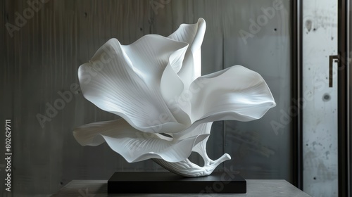 Contemporary White Flower Sculpture Display
