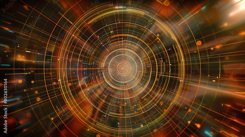 Abstract Expansive Circular background, radiating outward, filled with fine lines and glowing dots, Symmetry and geometric elements, and irregular lines Abstract Expansive Circular background, radiating outward, filled with fine lines and glowing dots, Symmetry and geometric elements, and irregular lines