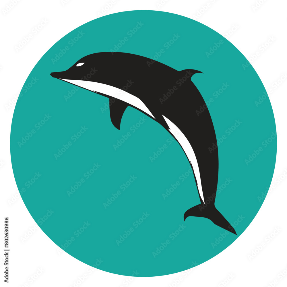 Fototapeta premium Dolphins graphic icons set. Signs swimming dolphins isolated on white background. Sea life symbols. Vector illustration