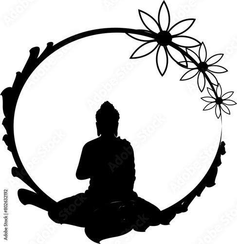Silhouette Gautam Buddha Vector Image