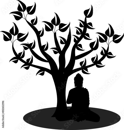 Silhouette Gautam Buddha Vector Image