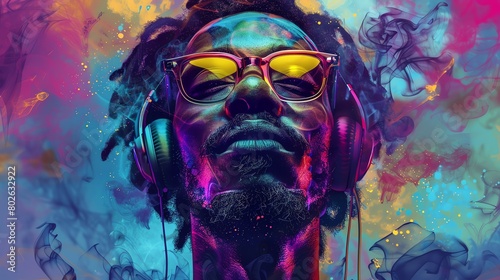 painting of a black man wearing colorful glasses
