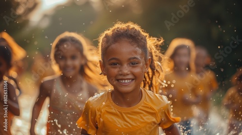 Joyful Multiracial Children Celebrating Friendship and Unity in a Summer Park,International Children's Day © Da