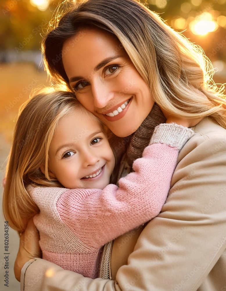 Obraz premium The warmth and smiles of mother and child Tender moments captured in soft light.