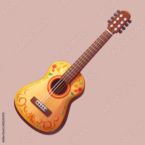 Mexican Guitar Icon Cartoon Illustration (ID: 802634515)