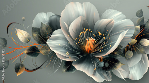 Stylized flower with graphic elements, Modern art in floristry