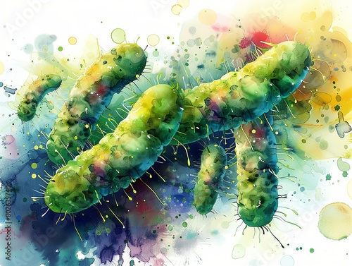 A painting of a bunch of green bacteria photo