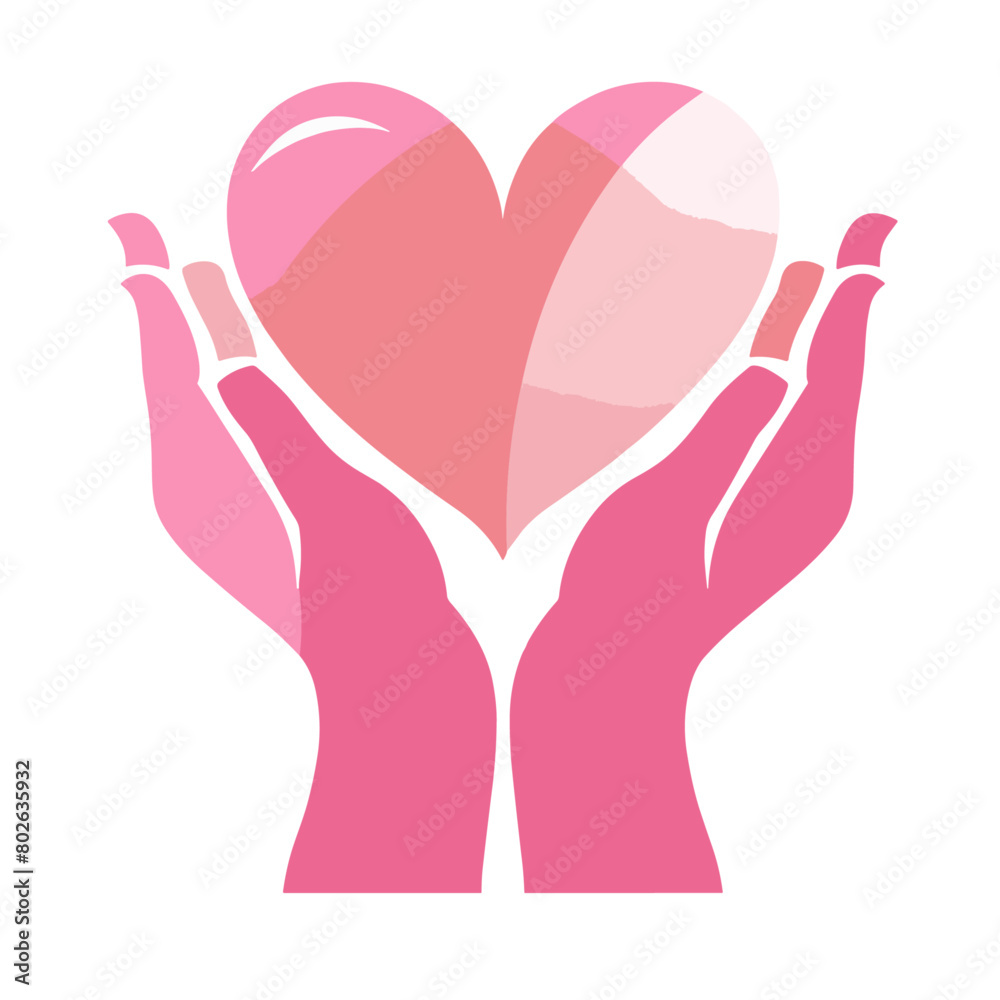 tylized illustration of two hands holding a heart