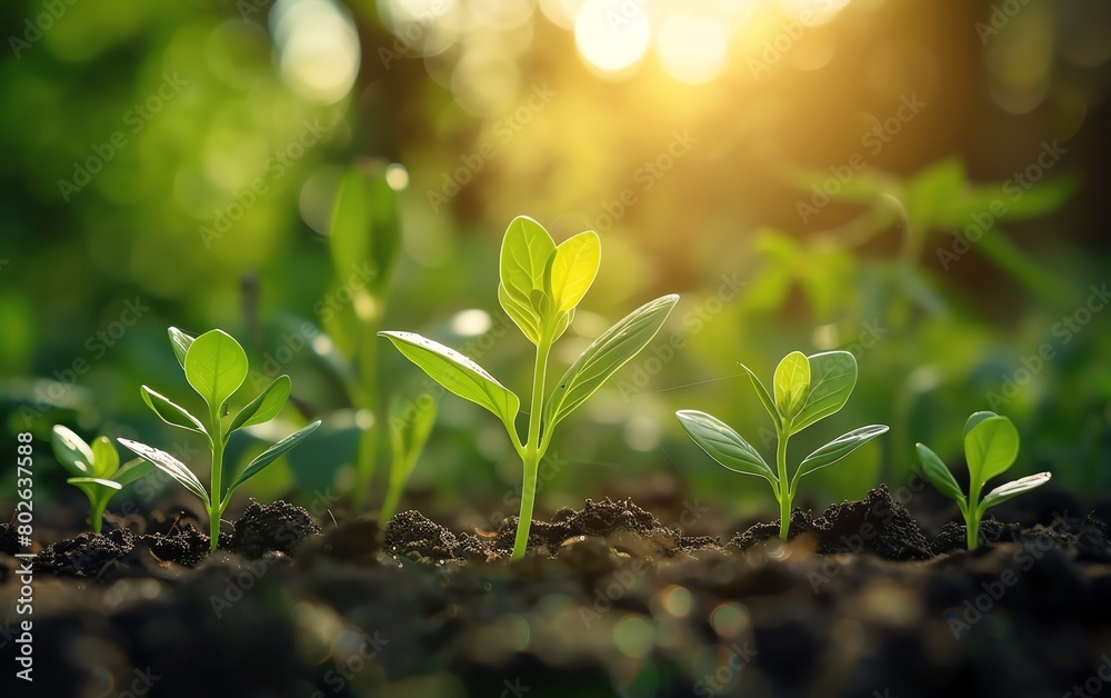 Small green plants began to grow vigorously Small green plants began to grow vigorously