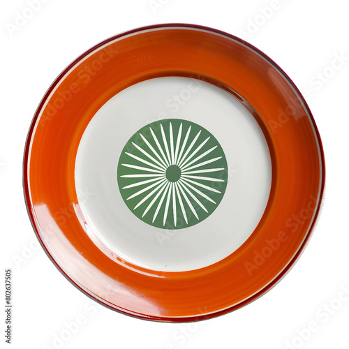 plate with india flag theme, isolated PNG, white background photo