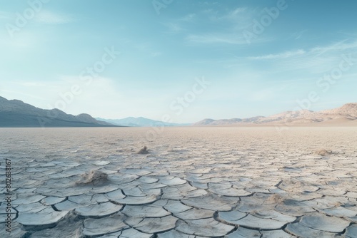 Cracked earth in arid desert landscape