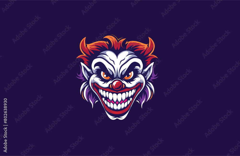 Fototapeta premium Head Joker vector illustration flat design logo