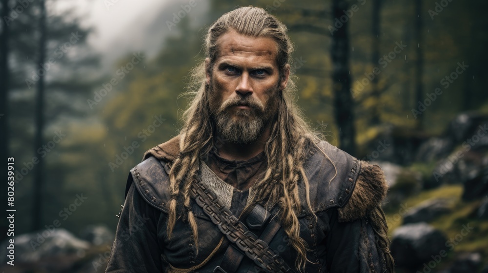 Rugged warrior in a forest Rugged warrior in a forest