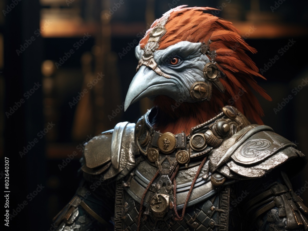 Ornate fantasy bird warrior figure