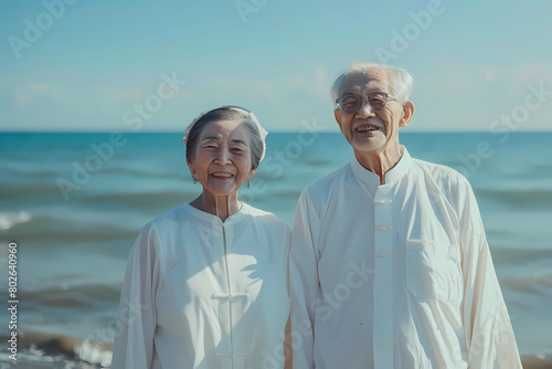 An Asian couple of elderly people
