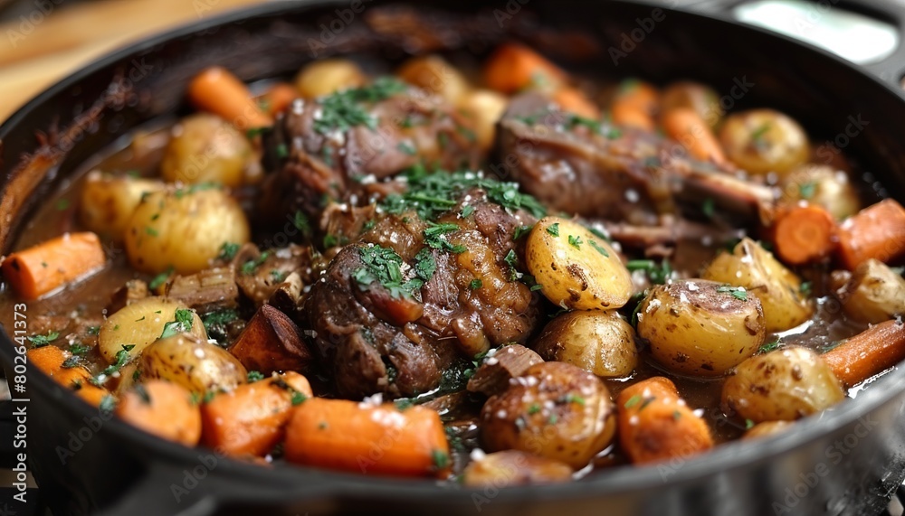 Cooked shank with vegetables 