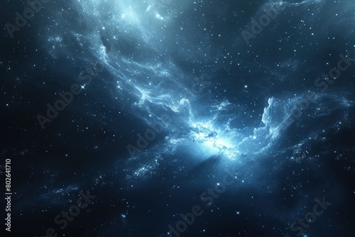 Ethereal Nebula in Deep Space, Radiating with Intense Blue and White Light.