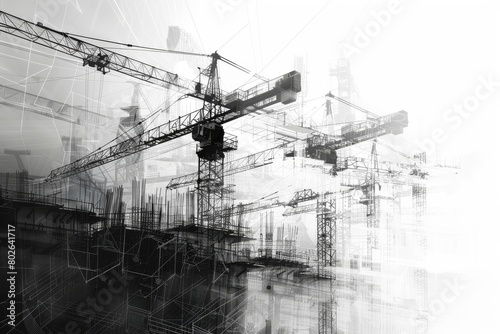 construction cranes and architectural