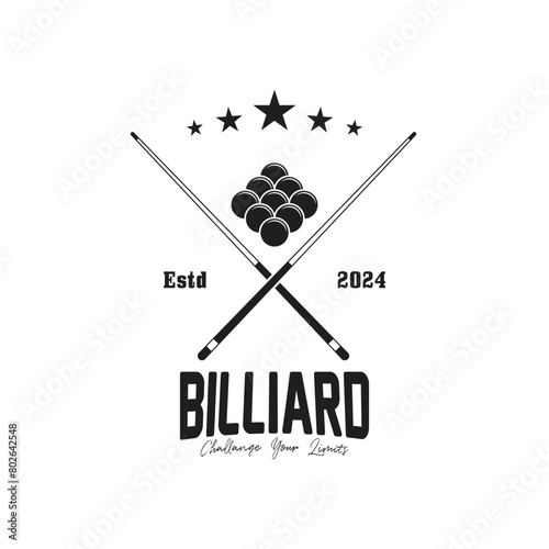 Billiard logo design vintage retro badge