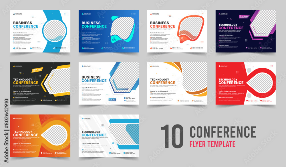 Corporate horizontal Annual Business Conference Flyer Layout and invitation banner template design. Annual corporate business workshop, meeting, training, Annual conference flyer, Cover design