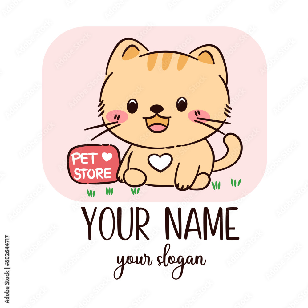 Pet Logo Design Template Flat Style Vector Pet Logo Design Template Flat Style Vector