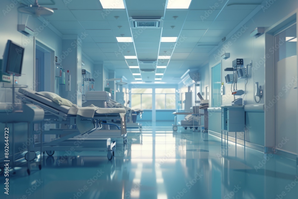 Hospital room interior with a focus on patient care and medical equipment Hospital room interior with a focus on patient care and medical equipment