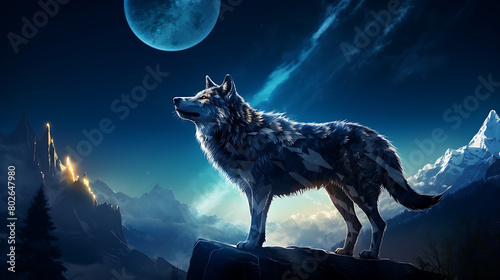 wolf howling at the moon