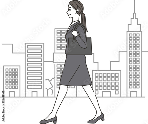 スーツ姿の歩く女性のイラスト
