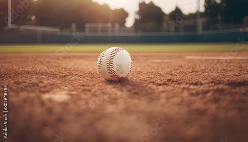 A baseball on a baseball field photo