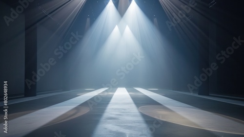 Fashion runway with spot light. Before a fashion show. Fashion concept.