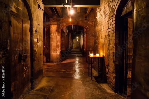Venture into the hidden speakeasies and underground clubs of a warehouse district  where secret entrances and dimly lit interiors offer refuge  Generative AI