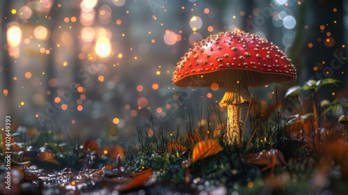 Design a 3D rendering illustrating a mushroom flourish photo